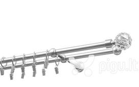 Dvigubas karnizas metalinis 19 mm + 19 mm OLIMP, 180 cm, matinio chromo