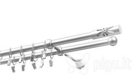 Dvigubas karnizas metalinis 19 mm + 19 mm OLIMP, 400 cm, matinio chromo