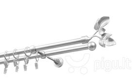 Dvigubas karnizas metalinis 16 mm + 16 mm ELIZA, 180 cm, matinio chromo