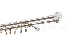 Dvigubas karnizas metalinis 16 mm + 16 mm ELIZA, 360 cm, antika