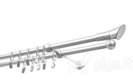 Dvigubas karnizas metalinis 19 mm + 19 mm OLIMP, 400 cm, matinio chromo