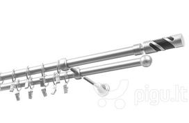 Dvigubas karnizas metalinis 19 mm + 19 mm OLIMP, 360 cm, matinio chromo