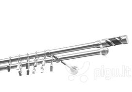 Dvigubas karnizas metalinis 19 mm + 19 mm OLIMP, 180 cm, nerūdijančio plieno