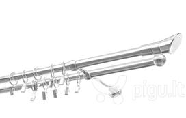 Dvigubas karnizas metalinis 19 mm + 19 mm OLIMP, 150 cm, nerūdijančio plieno