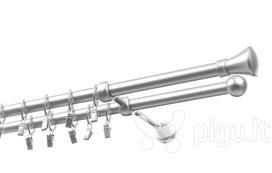 Dvigubas karnizas metalinis 19 mm + 19 mm OLIMP, 250 cm, matinio chromo