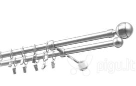 Dvigubas karnizas metalinis 19 mm + 19 mm OLIMP, 180 cm, matinio chromo