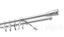 Dvigubas karnizas metalinis 19 mm + 19 mm OLIMP, 150 cm, matinio chromo