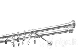 Dvigubas karnizas metalinis 19 mm + 19 mm OLIMP, 400 cm, nerūdijančio plieno