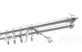 Dvigubas karnizas metalinis 19 mm + 19 mm OLIMP, 200 cm, matinio chromo