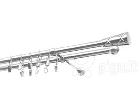 Dvigubas karnizas metalinis 19 mm + 19 mm OLIMP, 200 cm, nerūdijančio plieno