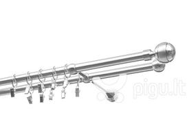 Dvigubas karnizas metalinis 19 mm + 19 mm OLIMP, 180 cm, nerūdijančio plieno