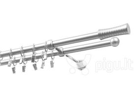 Dvigubas karnizas metalinis 19 mm + 19 mm OLIMP, 150 cm, matinio chromo