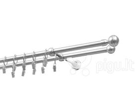 Dvigubas karnizas metalinis 16 mm + 16 mm ELIZA, 360 cm, matinio chromo