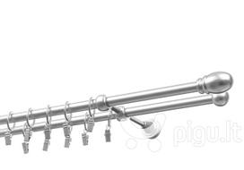 Dvigubas karnizas metalinis 16 mm + 16 mm ELIZA, 300 cm, matinio chromo