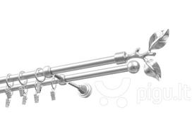 Dvigubas karnizas metalinis 16 mm + 16 mm ELIZA, 180 cm, matinio chromo