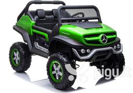 Vaikiškas vienvietis elektromobilis "Mercedes Unimog", žalias