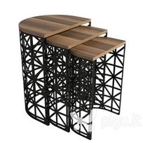 3-jų kavos staliukų komplektas Kalune Design 845, tamsiai rudas/juodas