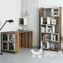 Rašomasis stalas su lentyna Kalune Design 845 (II), rudas/smėlio spalvos