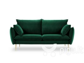 Dvivietė aksominė sofa Milo Casa Elio, tamsiai žalia/auksinės spalvos