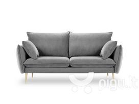 Dvivietė aksominė sofa Milo Casa Elio, šviesiai pilka/auksinės spalvos