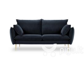 Dvivietė aksominė sofa Milo Casa Elio, tamsiai mėlyna/auksinės spalvos