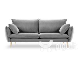 Keturvietė aksominė sofa Milo Casa Elio, šviesiai pilka/auksinės spalvos