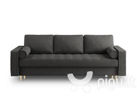 Trivietė sofa Milo Casa Santo 8, tamsiai pilka/aukso spalvos