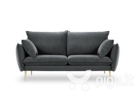 Dvivietė aksominė sofa Milo Casa Elio, pilka/auksinės spalvos