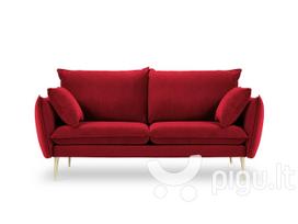 Dvivietė aksominė sofa Milo Casa Elio, raudona/auksinės spalvos