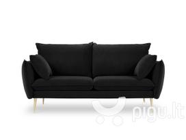 Dvivietė aksominė sofa Milo Casa Elio, juoda/auksinės spalvos