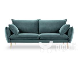Trivietė aksominė sofa Milo Casa Elio, žalia/auksinės spalvos