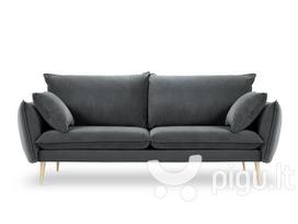 Trivietė aksominė sofa Milo Casa Elio, pilka/auksinės spalvos