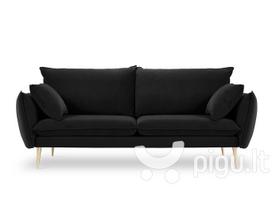 Keturvietė aksominė sofa Milo Casa Elio, juoda/auksinės spalvos