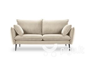 Dvivietė aksominė sofa Milo Casa Elio, smėlio spalvos/juoda