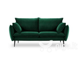 Dvivietė aksominė sofa Milo Casa Elio, tamsiai žalia/juoda