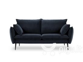 Dvivietė aksominė sofa Milo Casa Elio, tamsiai mėlyna/juoda