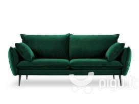 Trivietė aksominė sofa Milo Casa Elio, tamsiai žalia/juoda