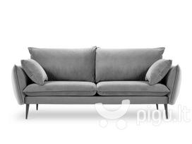 Keturvietė aksominė sofa Milo Casa Elio, šviesiai pilka/juoda