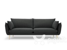 Keturvietė sofa Milo Casa Elio, tamsiai pilka/auksinės spalvos