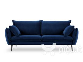 Trivietė aksominė sofa Milo Casa Elio, mėlyna/juoda