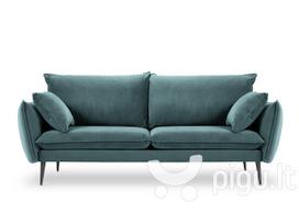 Trivietė aksominė sofa Milo Casa Elio, žalia/juoda