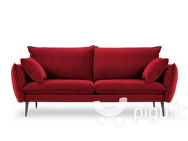 Trivietė aksominė sofa Milo Casa Elio, raudona/juoda