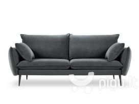 Keturvietė aksominė sofa Milo Casa Elio, pilka/juoda