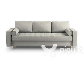 Trivietė sofa Milo Casa Santo 6, pilka/aukso spalvos