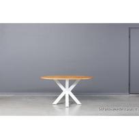 MODERNA ELIPSE WHITE 140X90 industrinio stiliaus ąžuolinis stalas