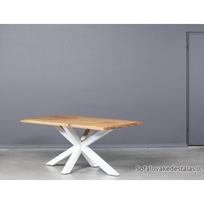 MODERNA WHITE 160X100 industrinio stiliaus ąžuolinis stalas