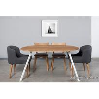 TORI OVAL WHITE 160x100  ovalus ąžuolinis stalas