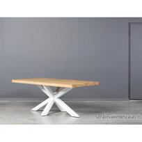 MODERNA WHITE 200X100 industrinio stiliaus ąžuolinis stalas