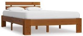 Lova VLX Solid Pine Wood 283181, ruda, 213x145 cm, su grotelėmis