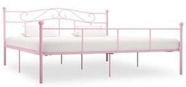 Lova VLX Metal 284542, rožinė, 208x187.5 cm, su grotelėmis